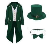 Steampunk Costume Men's Gothic Jacket Including Hat Bow Tie Embroidery Gold Coat Stand-Up Collar Victorian Frock Coat Retro Medieval Tailcoat Performance Clothing Halloween Pirate Costume