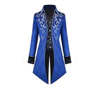 Steampunk Costume Men's Gothic Tailcoat Men's Midi Classic Red Medieval Coat with Buttons Elegant Tuxedo Victorian Court Jacket Jacquard Theatre Cosplay Clothing Halloween Costume