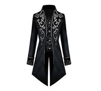Steampunk Costume Men's Gothic Tailcoat Men's Midi Classic Red Medieval Coat with Buttons Elegant Tuxedo Victorian Court Jacket Jacquard Theatre Cosplay Clothing Halloween Costume