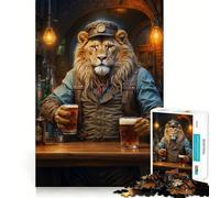 Steampunk Craft Beer Lion Adults Puzzles 1000 Piece Jigsaws Strengthen Memory Quiet Calm Clean Edge Art Collectible 38x26cm
