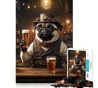 Steampunk Craft Beer Pug 1000 Pieces Jigsaws Adults Puzzles Gifts Mind Skill Toy Quiet Fun Design Assembly 38x52cm