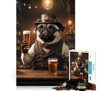 Steampunk Craft Beer Pug Jigsaw Puzzles for Adults1000 Piece Sharp Logic Toy Together Fun Tight Cut Memorable Gift 50x75cm