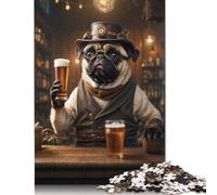 Steampunk Craft Beer Pug Puzzles 500 Pieces Wooden Puzzles Wood Puzzle Jigsaws For Adults Teenagers Teenager Man Woman Gift 500pcs (52x38cm)