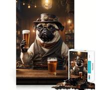 Steampunk Craft Beer Pug Puzzles for Adults 1000 Pieces Strengthen Memory Stress Relief Smooth Edge Heartfelt Gift 38x26cm