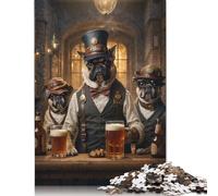 Steampunk Craft Beer Pugs Puzzle 100% Recycled Cardboard Paper Rectangular Jigsaw Puzzle for Adult Children Easter Gift 500pcs (52x38cm)