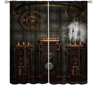 Steampunk Curtains, Retro Mid Century Steampunk Mechanical Drapes for Bedroom Living Room Kitchen Window Treatment 2 Panels Set Total Size 42" W X 45" L Inch