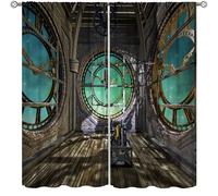 Steampunk Curtains,Rustic 3D Steampunk Retro Mechanical Clock Print Drapes for Bedroom Living Room Kitchen Window Treatment 2 Panels Set Total Size 63" W X 63" L Inch