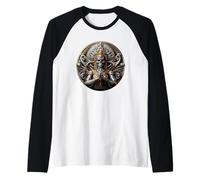Steampunk Cyborg Kali Biomechanic Skull Steampunk Raglan Baseball Tee