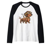 Steampunk Dachshund Steam Punk Dachshund Vintage Sausage Dog Raglan Baseball Tee