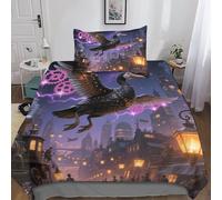 Steampunk Dodo Bedding Set for Kids Boys Girls,Microfibre Bed RetroFuturism Duvet Cover Set, 3D Zipper Quilt Sets with Pillowcase Single(135x200cm)