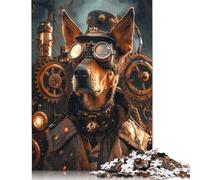 Steampunk Dog Doberman Puzzle Precise Interlocking Paper Rectangular Jigsaw Puzzle for Adult Children Unique Gift 500pcs (52x38cm)