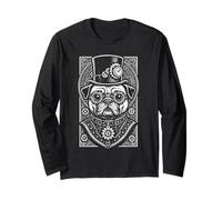 Steampunk Dog Outfit Fantasy Mechanical Pug Lover Art Long Sleeve T-Shirt