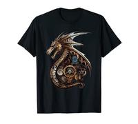 Steampunk Dragon Art Gears Graphic Design Artwork Fantasy T-Shirt