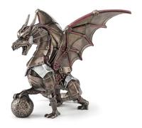 Steampunk Dragon Holding Orb Bronze Finish Fantasy Art Statue