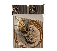 STEAMPUNK DRAGON Kingsize Bed Duvet and Pillowcase Bed Linen Set Artwork by Anne Stokes