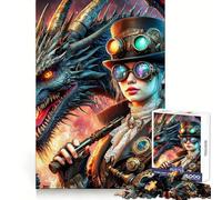 Steampunk Dragon Mistress 1000 Piece Jigsaw Puzzles for Adults Memory Boost Family Joy Pattern Assembly Santa Wish Pick 38x52cm