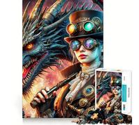 Steampunk Dragon Mistress 1000 Pieces Jigsaw Puzzles for Teenagers Logic Ability Toy Light Relax Accurate Cut Classic Gift 38x26cm