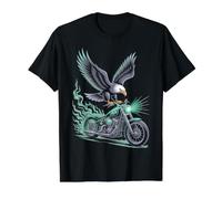 Steampunk Eagle and Motorcycle Fusion Art Value Graphic T-Shirt, Men, Black, S