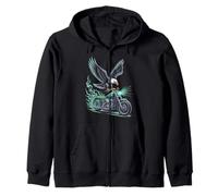 Steampunk Eagle and Motorcycle Fusion Art Zip Hoodie