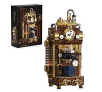 Steampunk Espresso Machine Building Blocks Set, 1091 PCS Retro Coffee Machine STEM Toy, Mechanical Architecture Model Kit with Rotating Dial and Steam Pipe, Collectible Desk Decor Gifts for Adults