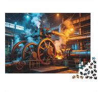 Steampunk Factory Puzzles for Elderly 1000Pc Recyclable Paper Industrial Gears Puzzle for Adults Interesting Family Game Props Party Game Props for Home 70x50cm/1000pcs