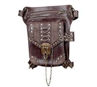 Steampunk Fanny Pack - Medieval PU Leather Bag, Durable Adjustable Belt, Multiple Pockets Design | Gothic Fanny Pack for Men Women Girls Hiking Outdoor Travel Accessory