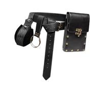 Steampunk Fanny Pack Phone Holder Belt Bag PU Leather for Halloween | PU leather embossed pattern adjustable belt fits men women children for cosplay Renaissance Faire daily use