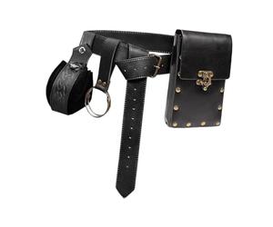 Steampunk Fanny Pack Phone Holder Belt Bag PU Leather for Halloween | PU leather embossed pattern adjustable belt fits men women children for cosplay Renaissance Faire daily use