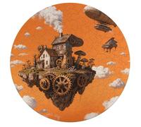 Steampunk Fantasy World Personalized Jigsaw Puzzles, 195Pcs Custom Wooden Jigsaw Puzzle Round Puzzle Gift Adult