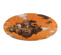 Steampunk Fantasy World Round Rug Washable Circle Area Rugs for Living Room Non-Slip Rugs for Bedroom Dining Room Rug Front Door Mat Round Carpet for Bedroom Kitchen 60 * 60cm