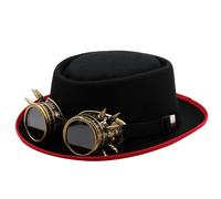 Steampunk Flat Top Hat For Women Men With Goggles Halloween Cosplay Party Costume Cap Gothic Hat Vintage Accessory Flat Top For Cosplay Party