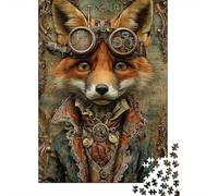 Steampunk Fox Art Print Jigsaw Puzzles Puzzle for Adults Kids. 1000 Pieces Whimsical Challenge Toy Educational Game Home Decoration for Educational Games Gifts 52x38cm/1000pcs