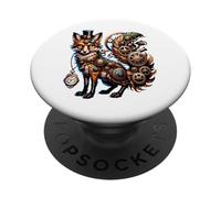 Steampunk Fox Gear Animal Vintage Clockwork PopSockets Adhesive PopGrip