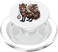 Steampunk Fox Gear Animal Vintage Clockwork PopSockets PopGrip for MagSafe
