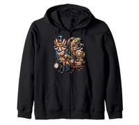 Steampunk Fox Gear Animal Vintage Clockwork Zip Hoodie