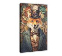 Steampunk Fox Wall Art Canvas Poster Wall Art Decor Print Picture Paintings for Living Room Bedroom Decoration 20x30inch(50x75cm)