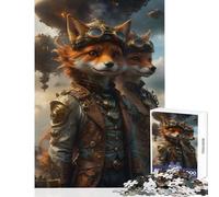 Steampunk Foxes Jigsaw for Teenagers 1000 Pieces Improve Mental Performance Effectively Gentle Relaxing Leisure Game (38X26cm)