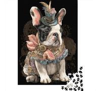 Steampunk French Bulldog Art Print Jigsaw Puzzles Puzzle for Adults Kids. 1000 Pieces Impossible Challenge Toy Educational Games Home Decoration for Educational Games Gifts 70x50cm/1000pcs