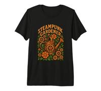 Steampunk Gardener Watering Can Gears Flowers Premium T-Shirt