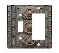 Steampunk Gear Light Switch Cover Plates/Outlet Covers, Antique Bronze Mechanism for Home Decor, Vintage Style for Living Room, Wall Plates Toggle Rocker