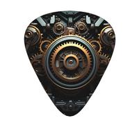 Steampunk GearGuitar Picks, 12-Piece Pattern Set, Three Different Thicknesses for Acoustic Electric Guitar and Other Instruments