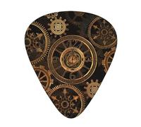 Steampunk Gears Clock 12 Pack Guitar Plectrums With Storage Case, 0.46/0.71/0.96mm, Including Thin, Medium Thick Guitar Plectrums For Electric Guitars Bass Ukulele