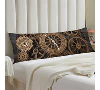 Steampunk Gears Clock Body Pillow Cover with Hidden Zipper 20x54 Full Long Pillowcase for Couch Sofa Decor Breathable Bed Shams Boho Oversized Lumbar Pillow Covers for All Seasons