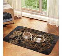 Steampunk Gears Clock Dog Food Mats for Floors, 16x24 Inch Non-Slip Super Absorbent Pet Food Mat, Dishwasher Dog Mat for Food and Water, Cute Quick Dry Pet Feeding Mat for Dogs Puppy Cats