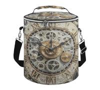 Steampunk Gears Clock Insulated Cooler Bag, Collapsible & Leakproof Lunch Bag, Large Capacity Cooler for Picnic Travel Camping