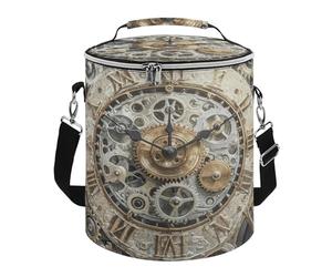 Steampunk Gears Clock Insulated Cooler Bag, Collapsible & Leakproof Lunch Bag, Large Capacity Cooler for Picnic Travel Camping
