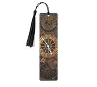 Steampunk Gears Clock Metal Bookmarks with Tassels,Pendant Unique Handmade Bookmark Craft DIY Wooden Bookmarks Cute Hanging Tags Ornaments for Book Lovers Birthday Teachers Gift
