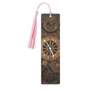 Steampunk Gears Clock Metal Bookmarks with Tassels,Pendant Unique Handmade Bookmark Craft DIY Wooden Bookmarks Cute Hanging Tags Ornaments for Book Lovers Birthday Teachers Gift