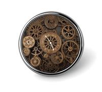 Steampunk Gears Clock Round Lapel Pin Women's Novelty Buttons & Pins Metal Badge Cute Brooch Retro Pinback Badge Fashion Bag Pins for Hat Backpacks Tie Suit Wedding Party Accessory, silver, Circular