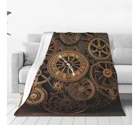 Steampunk Gears Clock Throw Blanket for Couch Lightweight Soft Flannel Blankets Luxury Warm Fleece Bed Blanket for All Seasons Plush Throw Gift for Women Men 60"x50"